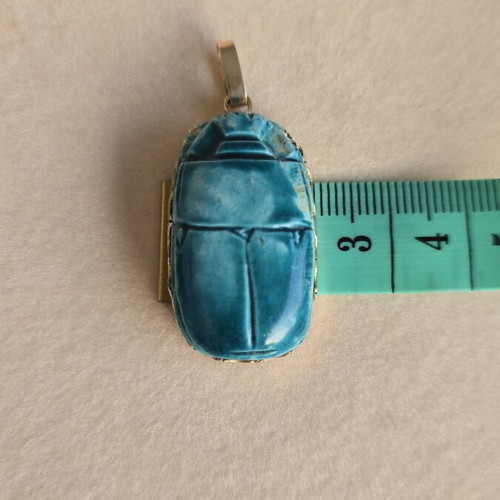 Gold 14K Egyptian scarab pendant, vintage charm