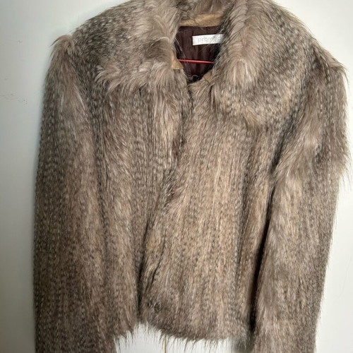 Faux fur coat Promod new, size S-M, beige