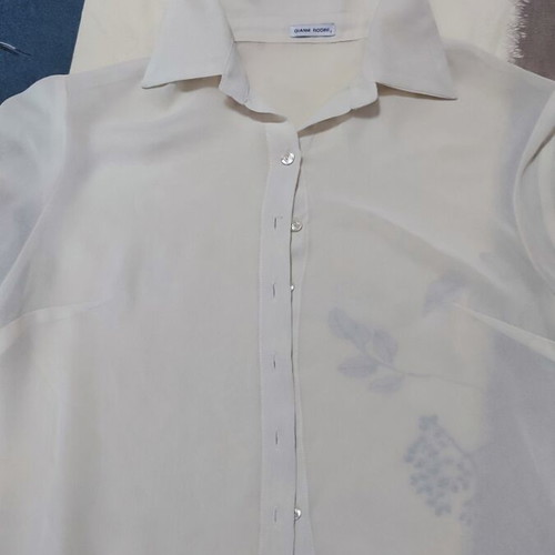 Gianni Rodini white semi-sheer shirt with bell sleeves, size S