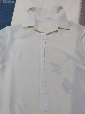 Gianni Rodini white semi-sheer shirt with bell sleeves, size S