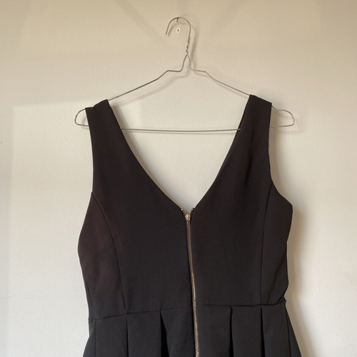Black floral dress with embroidered flowers, size S