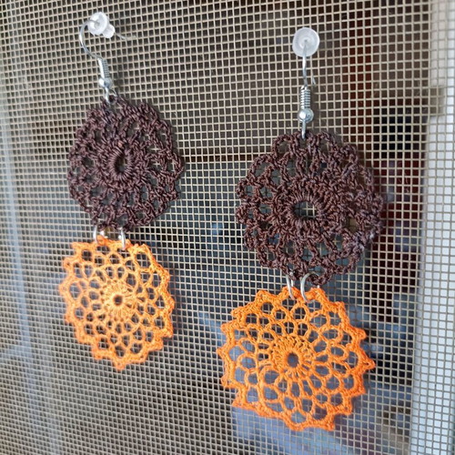 Handmade knitted two-tone earrings new