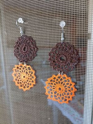 Handmade knitted two-tone earrings new