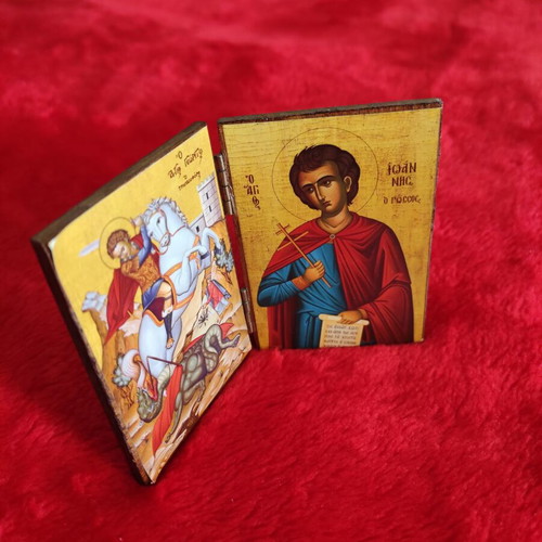 Diptych Saint George - Saint John the Russian new