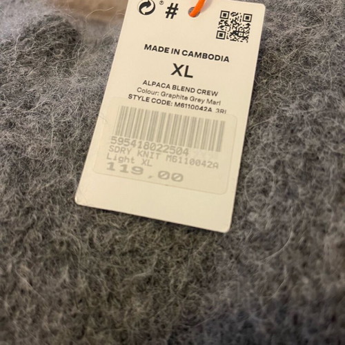 Superdry men's alpaca sweater xl new gray