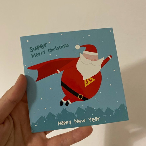 Super Santa card new 11.5x11.5cm