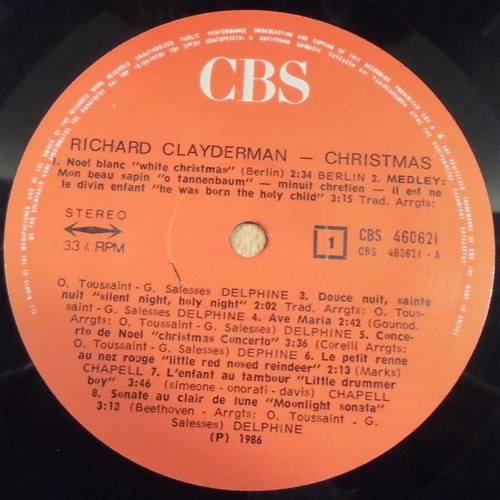 Richard Clayderman Christmas vinyl record 33 rpm used 1986