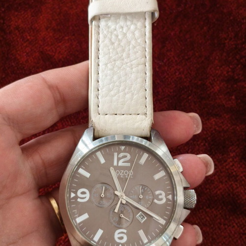 Oozoo Steel Oversized Chronograph 50 mm with Leather Strap used