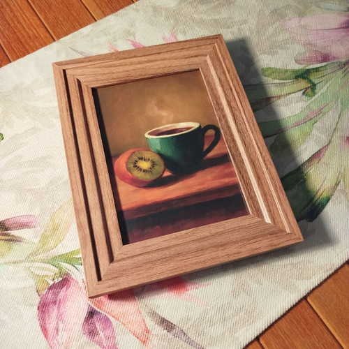 Framed Coffee and Kiwi Still Life Print 13x18 cm new