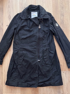 Aeronautica Militare Long Jacket Trench Coat Women’s Size 46 Black used, missing belt