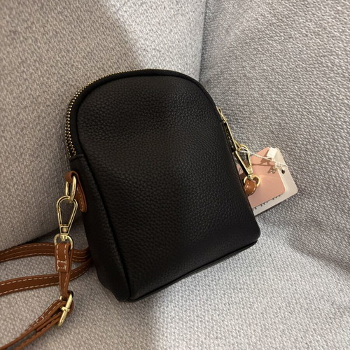 Women's crossbody bag new, black with tan details