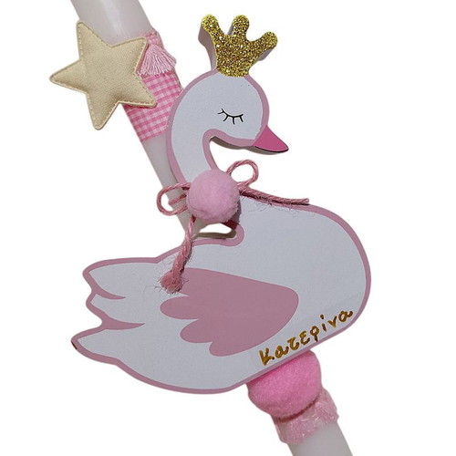 Swan set of 2 made to order, personalized candle and wooden door decoration