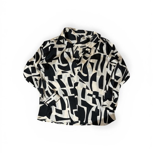 H&M satin shirt new, long sleeve, black and beige