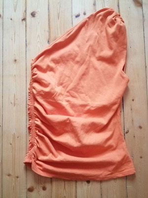 Zara asymmetric one-shoulder top with side ruching, orange, size L