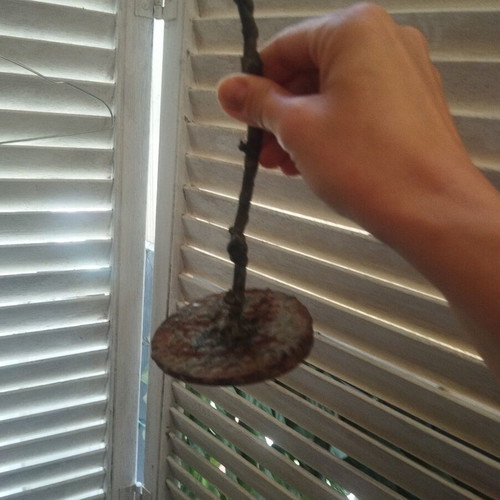 Metal rose decorative piece used, handmade, 35 cm