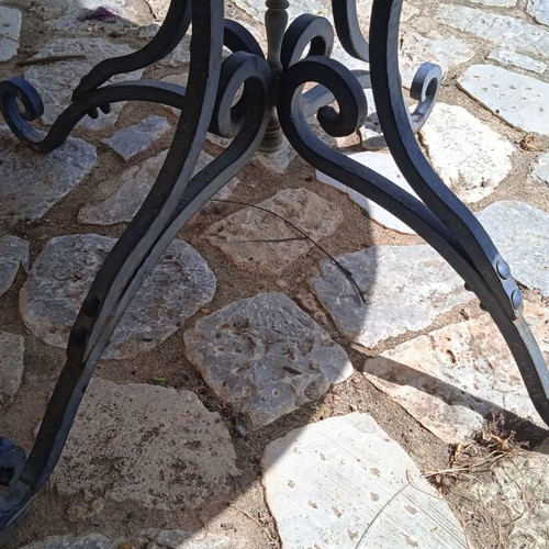 Outdoor table used, iron and granite, 1983