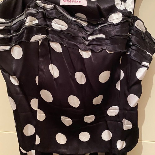 Vintage Raxevsky satin black and white polka dot set, worn few times