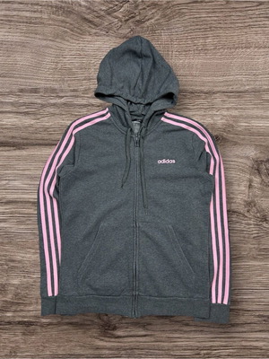 Adidas gray pink hoodie jacket women's size M used