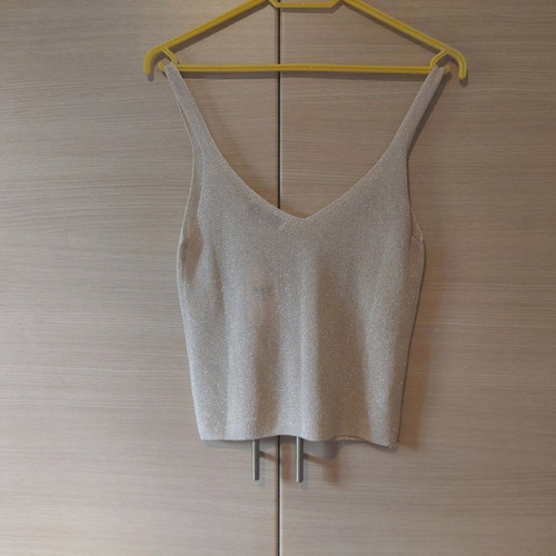 MNG Gold Knit Crop Top Size Small New