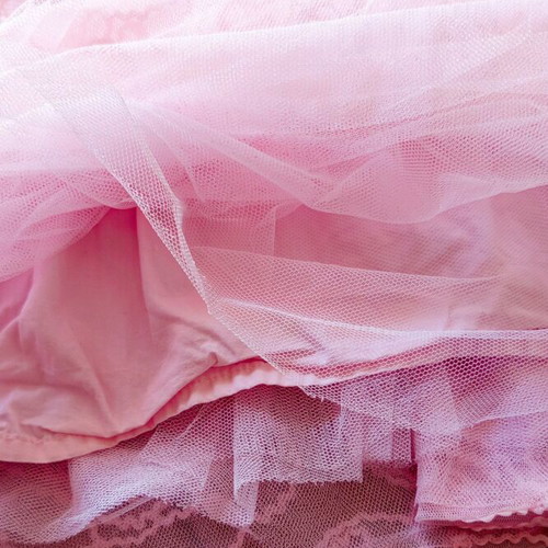 Liegelind pink baby dress with tulle and floral pattern, size 80