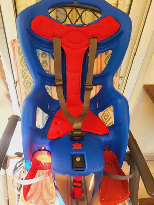 Bellelli Pepe Standard child bicycle seat, blue with red padding