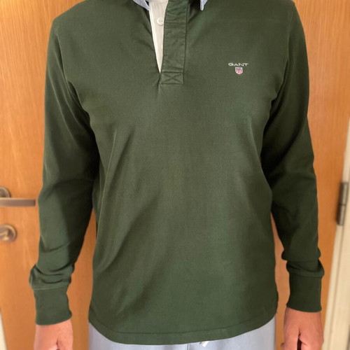 Gant heavy rugger long sleeve polo shirt XL, like new, dark green
