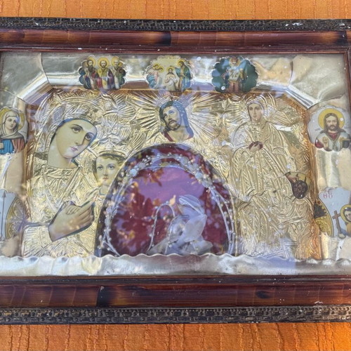 Vintage religious icon Russian origin in crown case like new