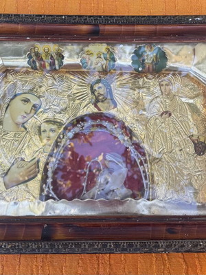 Vintage religious icon Russian origin in crown case like new