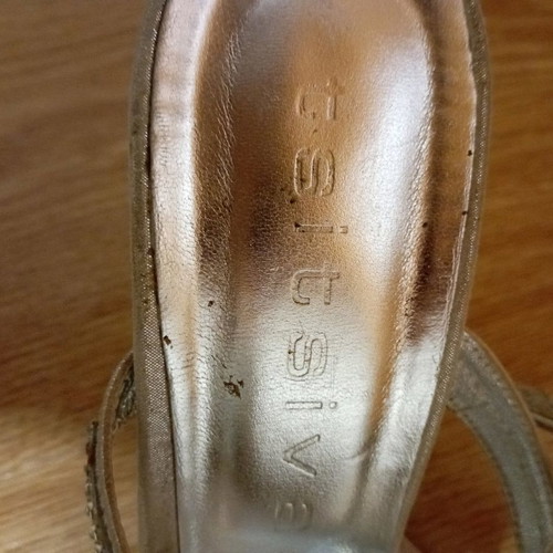 Tsitsivas official leather sandal used, silver with rhinestones, size 39