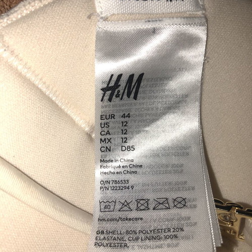 H&M beige cream bikini top new, unique design