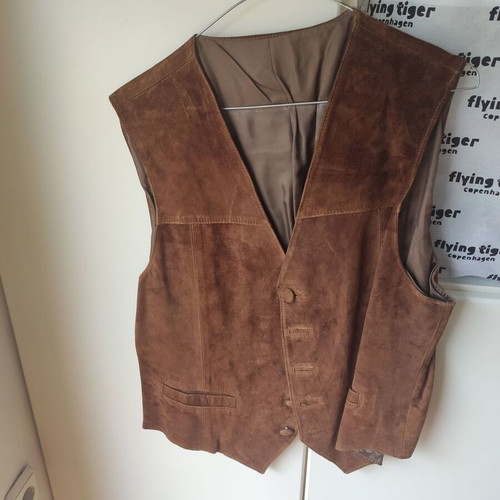 Vintage brown suede leather vest used, boho western style