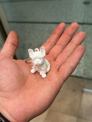 French Bulldog Keychain 3D new, white