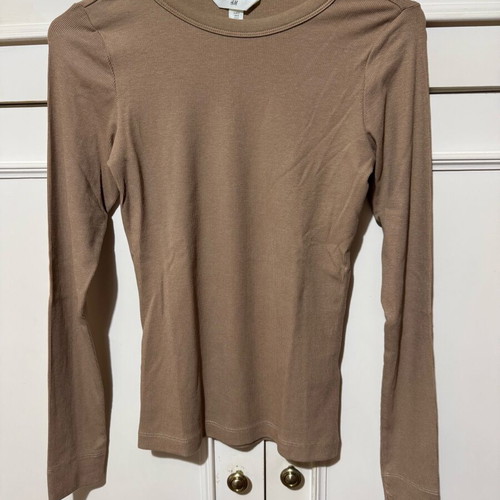 H&M Ribbed Beige Blouse New, Size S