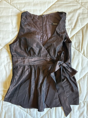 Toi & Moi Dark Coquette Whimsigoth Blouse shiny iridescent brown black size S like new