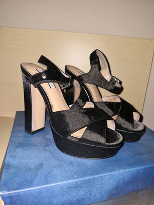 Pepe Jeans women's shoes black satin new size 36, heel 12cm