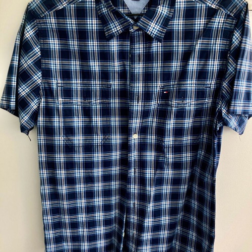 Tommy Hilfiger short-sleeve shirt Medium blue checkered like new