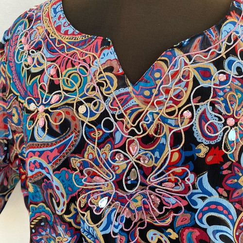 Summer beach blouse used, multicolor, size L