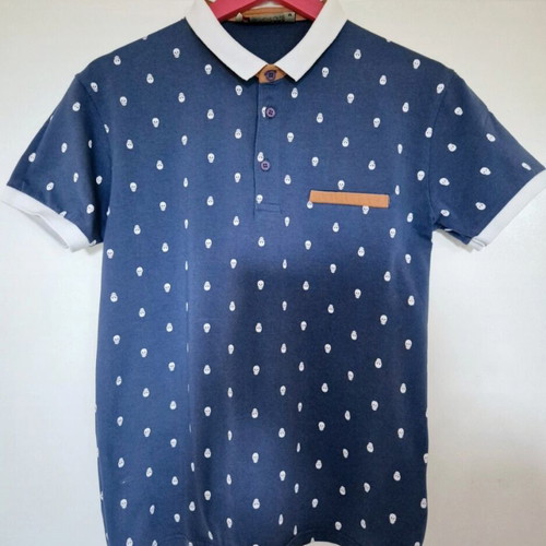 Mohicans Black Line polo shirt like new, size M, blue with skulls
