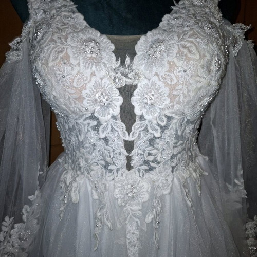 Boho wedding dress white with veil and storage bag, like new, sizes XS-S-M