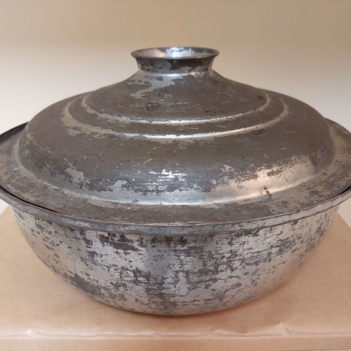 Antique copper pot used with engraved year 1956