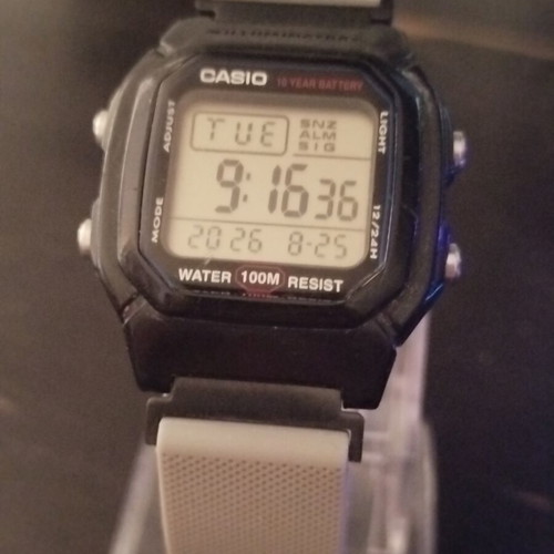 Casio W800H watch with two straps, grey and black