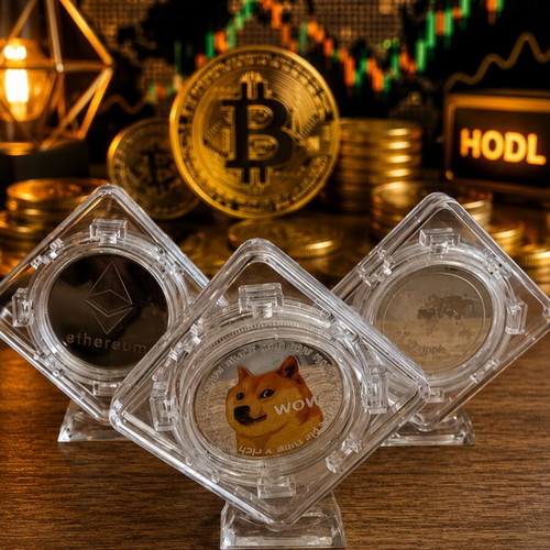 Collectible Crypto Coins Ethereum, Dogecoin & XRP, like new, set of 3