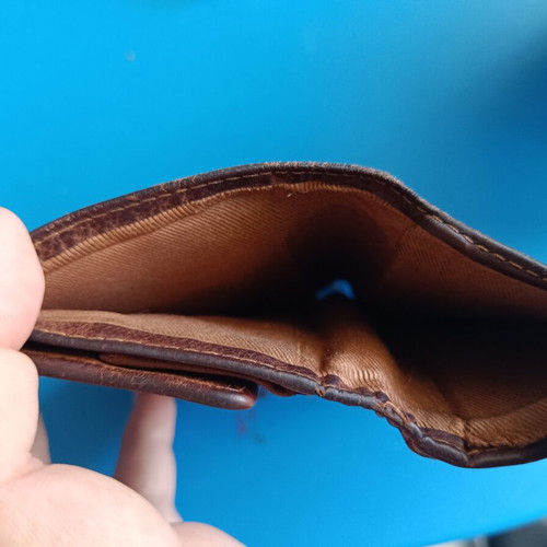 Vintage men's wallet, genuine leather, brown