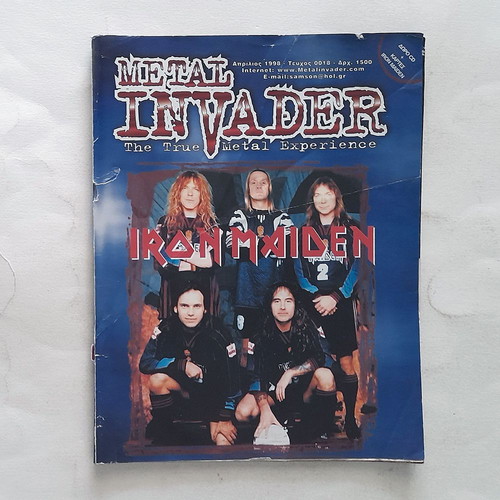 Metal Invader 18 magazine used with Iron Maiden & Morbit Angel poster