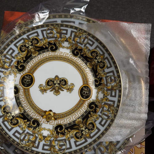 Versace Italy G-7602-7 Porcelain Dessert Plate Set 7pcs with 2 Cups