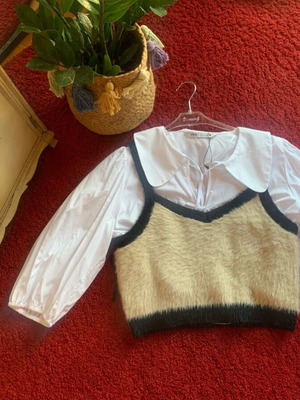 Lynne top beige fuzzy new, size L 40 12