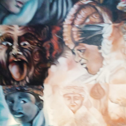Illusion painting The face of Adam by Mikelangelo acrylics like new