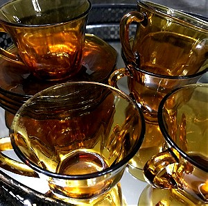 VERECO FRANCE 60'sCOFFEE SET, 5 φλυτζάνια και 5 πιατελάκια για Ελληνικό καφέ ή εσπρέσο VINTAGE