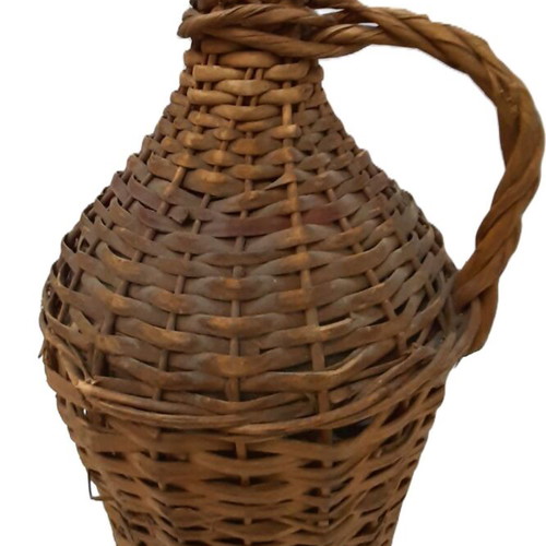 Vintage Demijohn 1940s–1950s Glass and Rattan 5 Liters Used