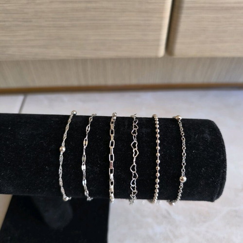 Women's bracelets new, set of 6 silver